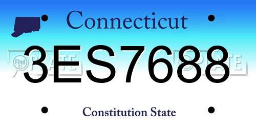 3ES7688 Connecticut License Plate