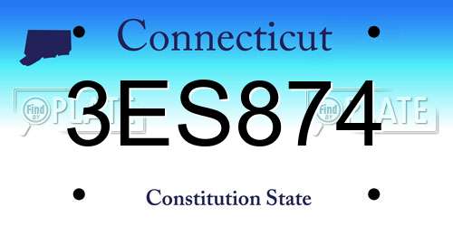 3ES874 Connecticut License Plate