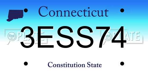 3ESS74 Connecticut License Plate