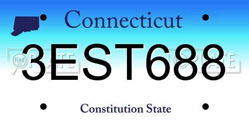 3EST688 Connecticut License Plate