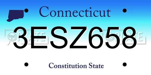 3ESZ658 Connecticut License Plate