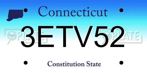 3ETV52 Connecticut License Plate
