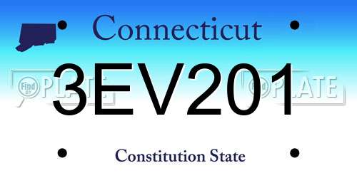 3EV201 Connecticut License Plate