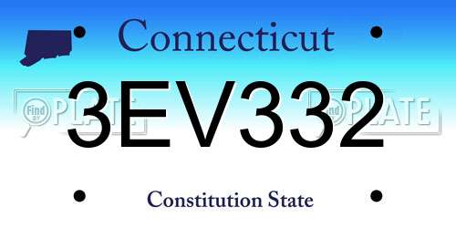 3EV332 Connecticut License Plate