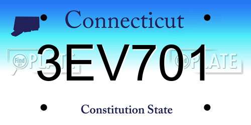3EV701 Connecticut License Plate