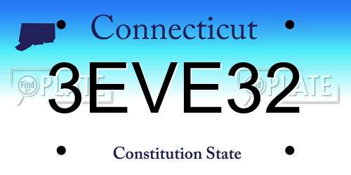 3EVE32 Connecticut License Plate