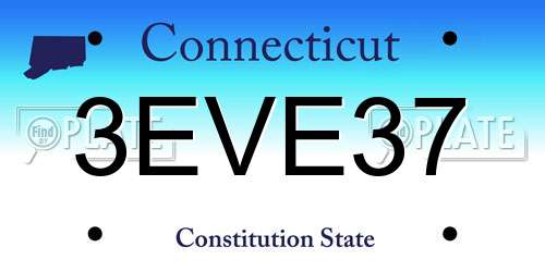 3EVE37 Connecticut License Plate