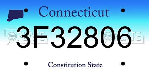 3F32806 Connecticut License Plate