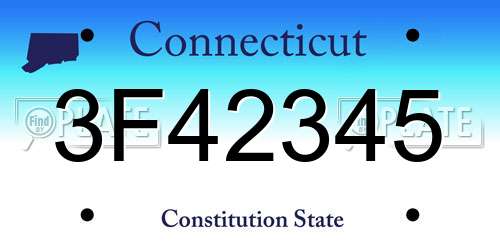 3F42345 Connecticut License Plate