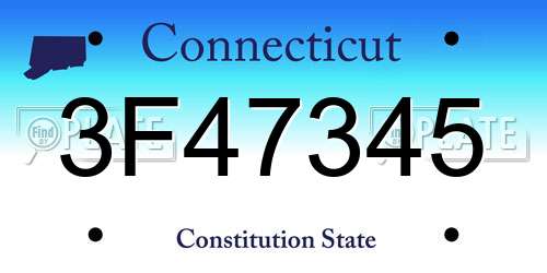 3F47345 Connecticut License Plate