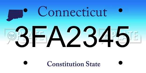 3FA2345 Connecticut License Plate