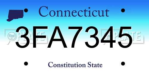 3FA7345 Connecticut License Plate