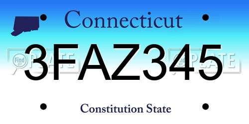 3FAZ345 Connecticut License Plate