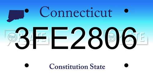 3FE2806 Connecticut License Plate