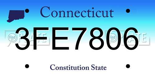 3FE7806 Connecticut License Plate