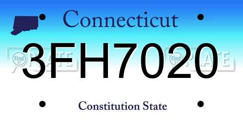 3FH7020 Connecticut License Plate