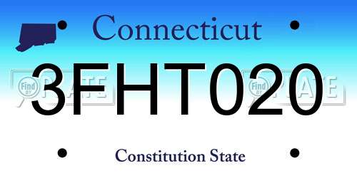 3FHT020 Connecticut License Plate