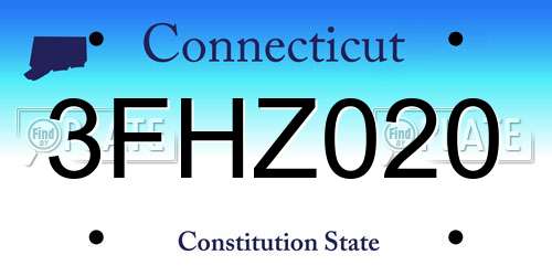 3FHZ020 Connecticut License Plate