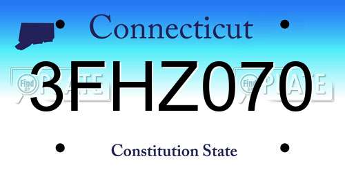 3FHZ070 Connecticut License Plate
