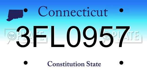 3FL0957 Connecticut License Plate