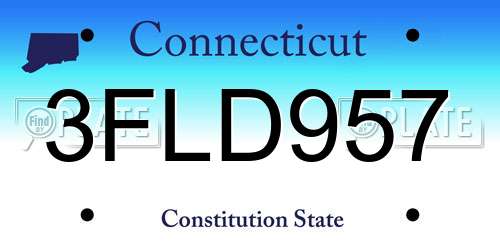 3FLD957 Connecticut License Plate