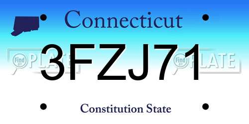 3FZJ71 Connecticut License Plate