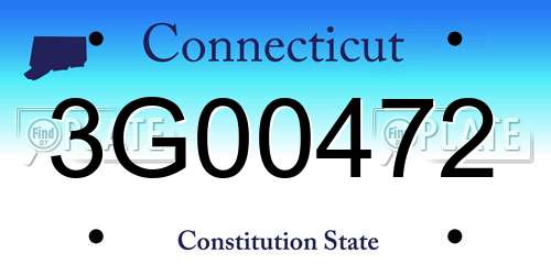 3G00472 Connecticut License Plate