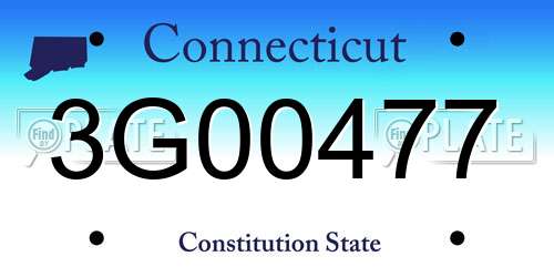 3G00477 Connecticut License Plate