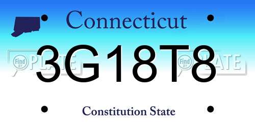 3G18T8 Connecticut License Plate