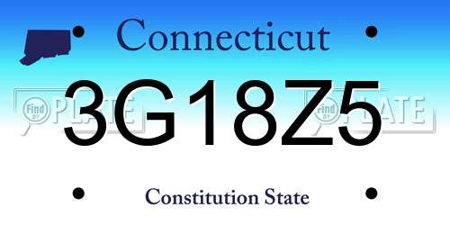 3G18Z5 Connecticut License Plate