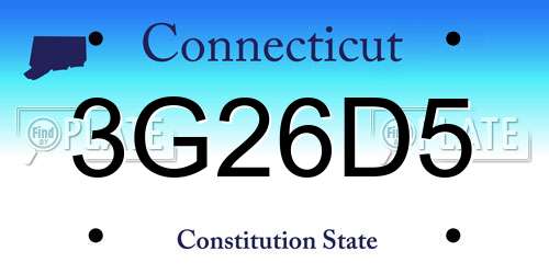 3G26D5 Connecticut License Plate