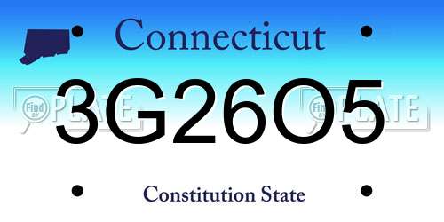3G26O5 Connecticut License Plate