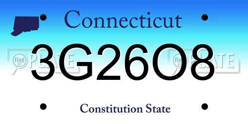 3G26O8 Connecticut License Plate