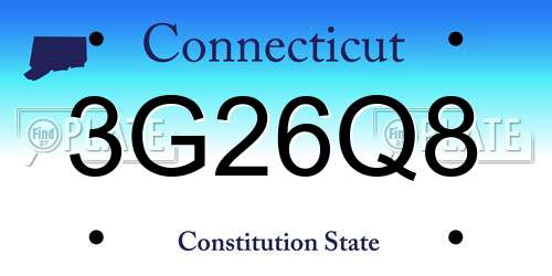 3G26Q8 Connecticut License Plate