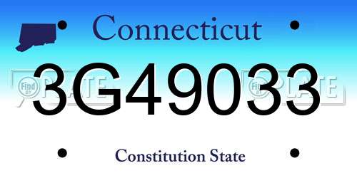 3G49033 Connecticut License Plate