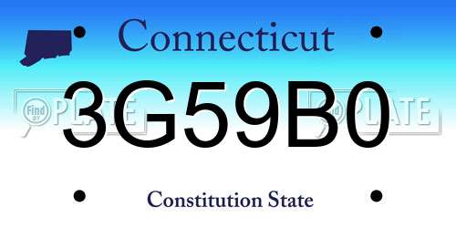 3G59B0 Connecticut License Plate