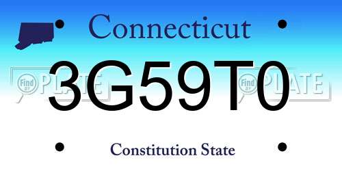3G59T0 Connecticut License Plate
