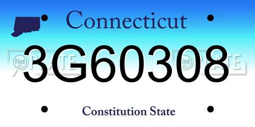 3G60308 Connecticut License Plate
