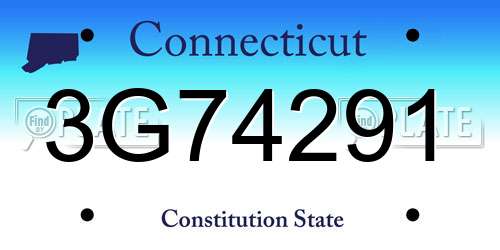 3G74291 Connecticut License Plate