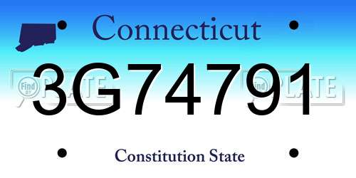 3G74791 Connecticut License Plate