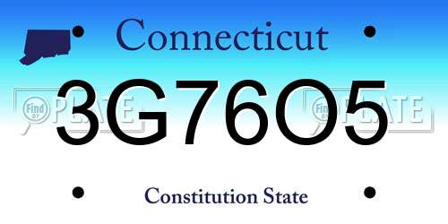 3G76O5 Connecticut License Plate