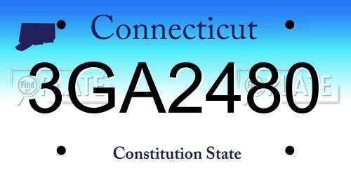 3GA2480 Connecticut License Plate