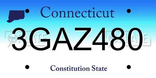 3GAZ480 Connecticut License Plate