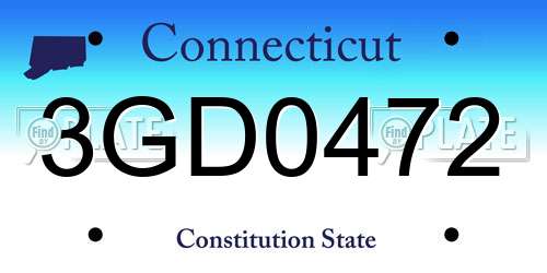 3GD0472 Connecticut License Plate