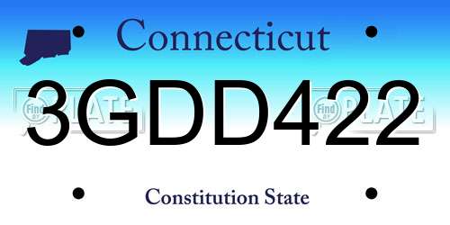 3GDD422 Connecticut License Plate