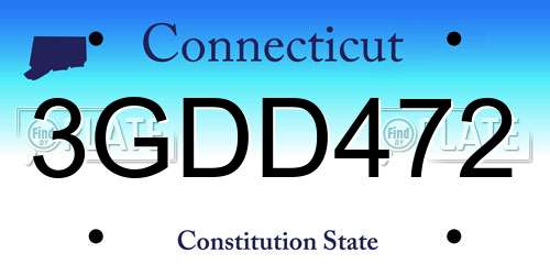 3GDD472 Connecticut License Plate