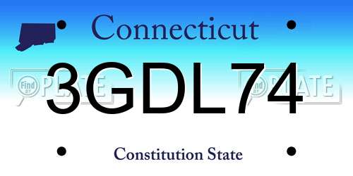 3GDL74 Connecticut License Plate