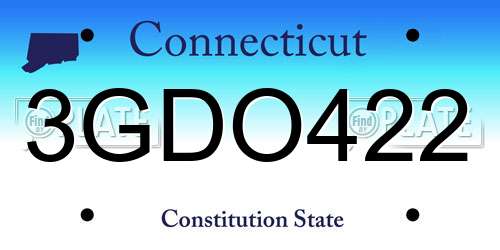 3GDO422 Connecticut License Plate