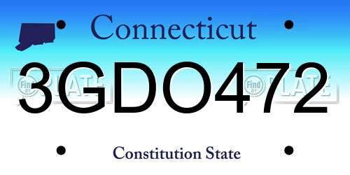 3GDO472 Connecticut License Plate