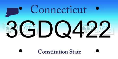 3GDQ422 Connecticut License Plate